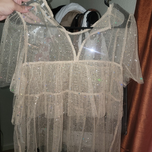 Forever 21 Beige Tulle Top - Picture 4 of 6